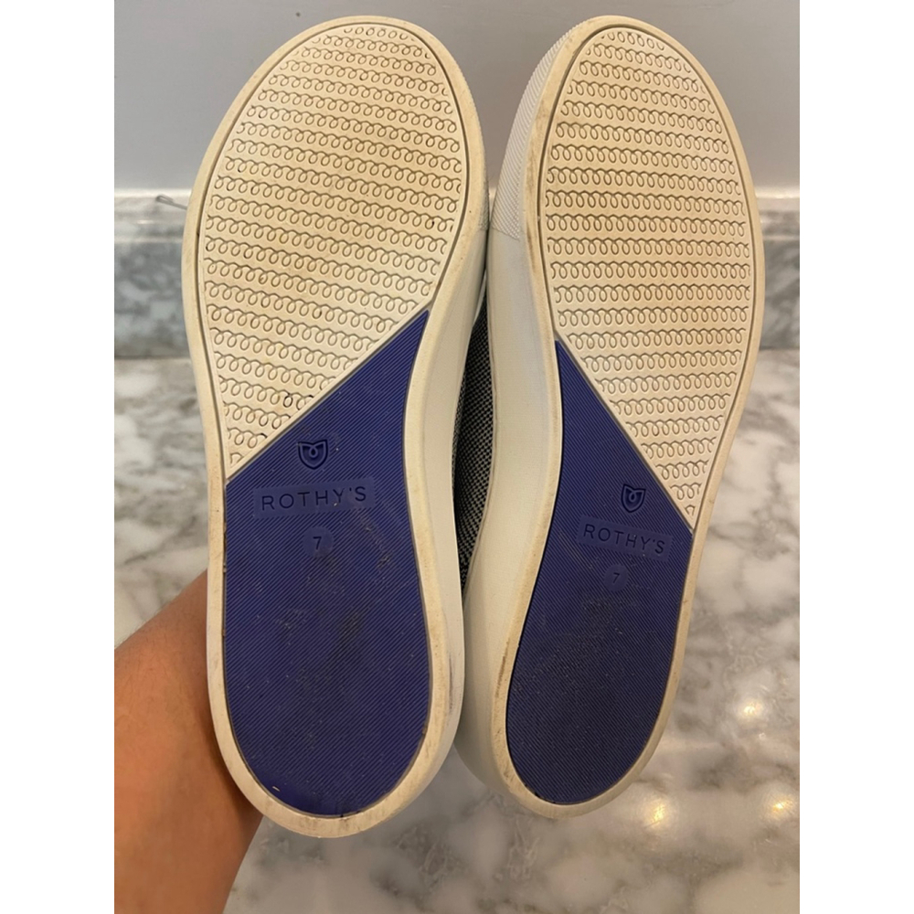 Rothy’s The City Slip On Navy White Knit Sneakers Womens 7 No Insoles - Picture 8 of 8